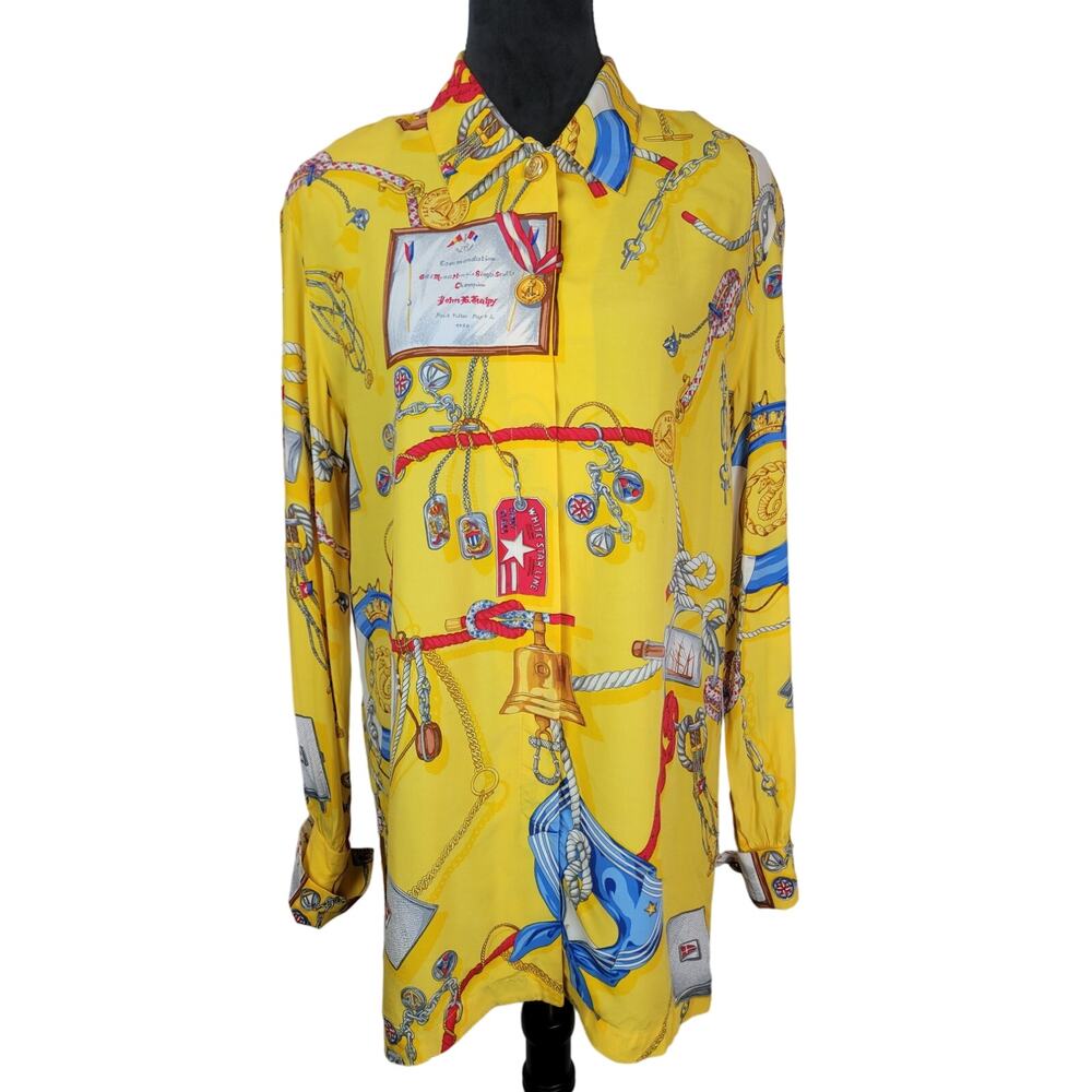 VTG Liz Claiborne Collection Womens Nautical Button Up Long Sleeve Blouse Sz 6
